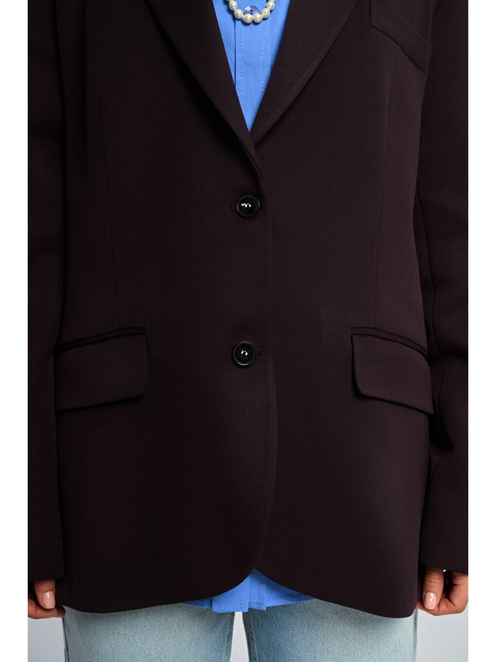 Kahverengi Emma Dikiş Detaylı Acı Kahve Blazer-6