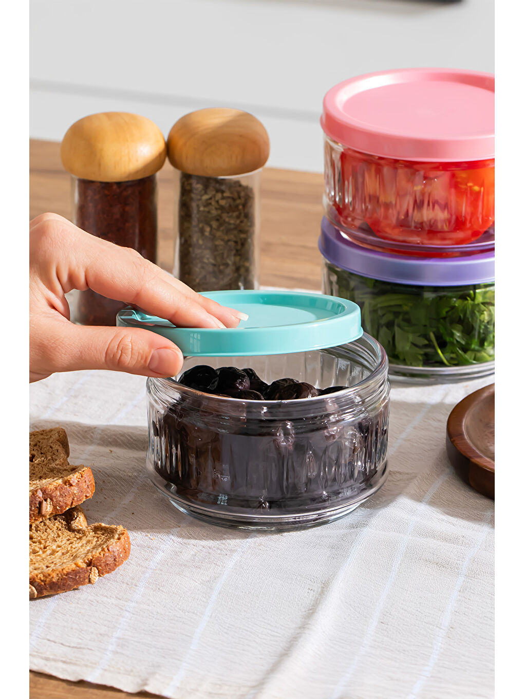 Karışık Lapis 4lü Renkli Kapaklı Saklama Kabı 400ml-2