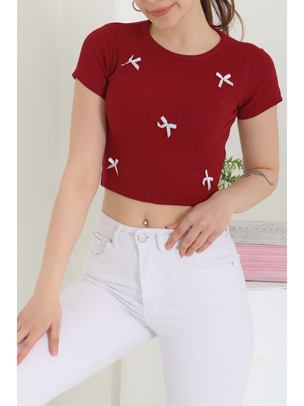 Kurdale Detaylı Bady Bordo - 27142-4