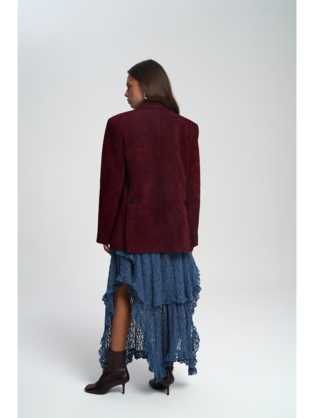 Orsina Yırtmaç Detaylı Bordo Blazer-4