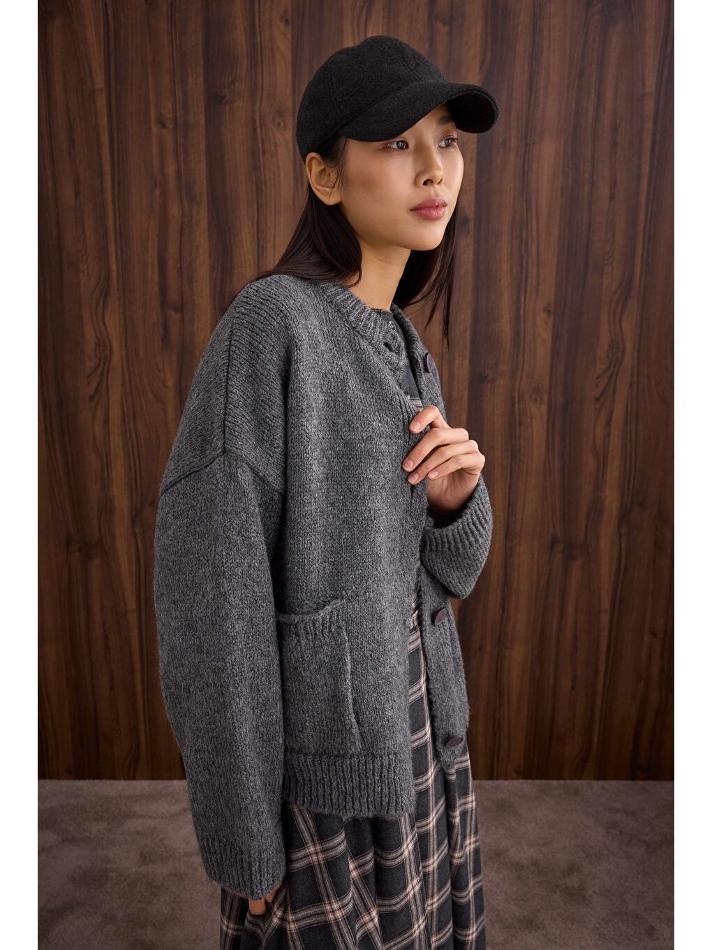 Alpaka Kısa Hırka Antrasit-1