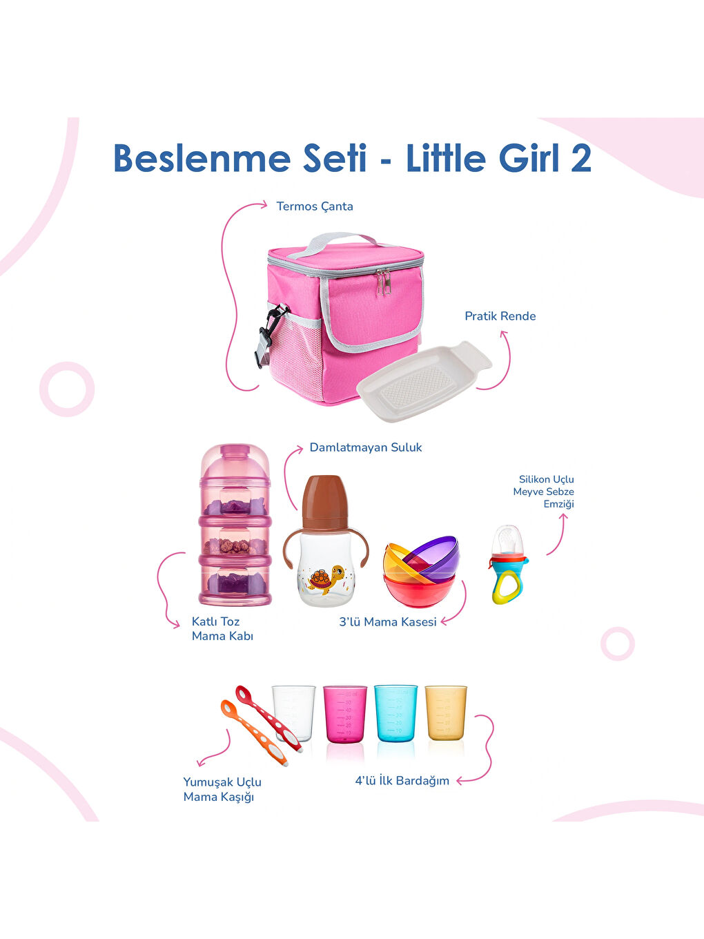 Bebek Hediye Beslenme Seti Little Girl 8 Parça