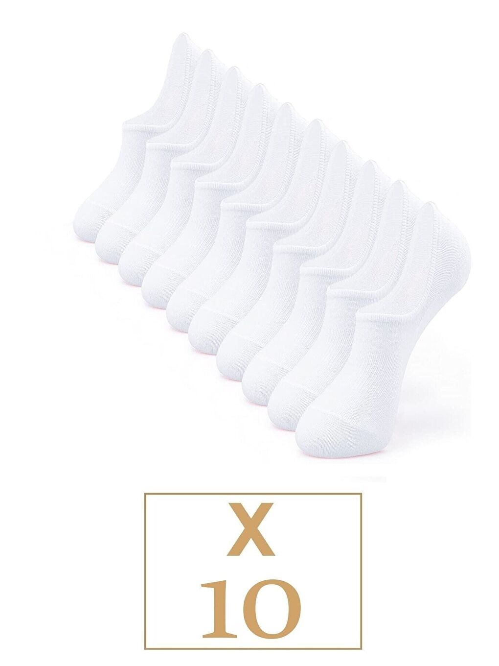 Unisex 10'lu Pamuklu Görünmez Sneakers Çorap Beyaz