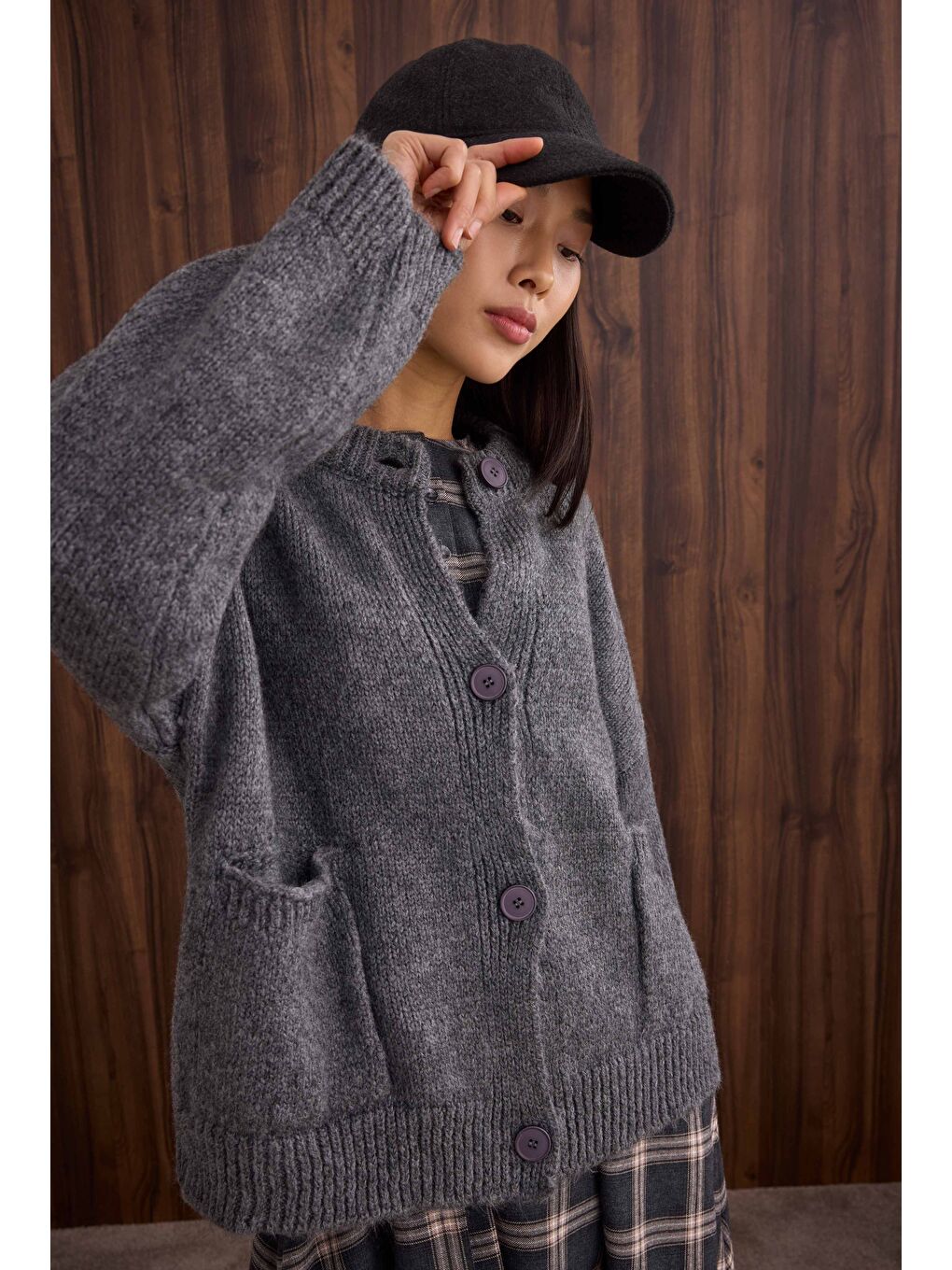 Alpaka Kısa Hırka Antrasit-3