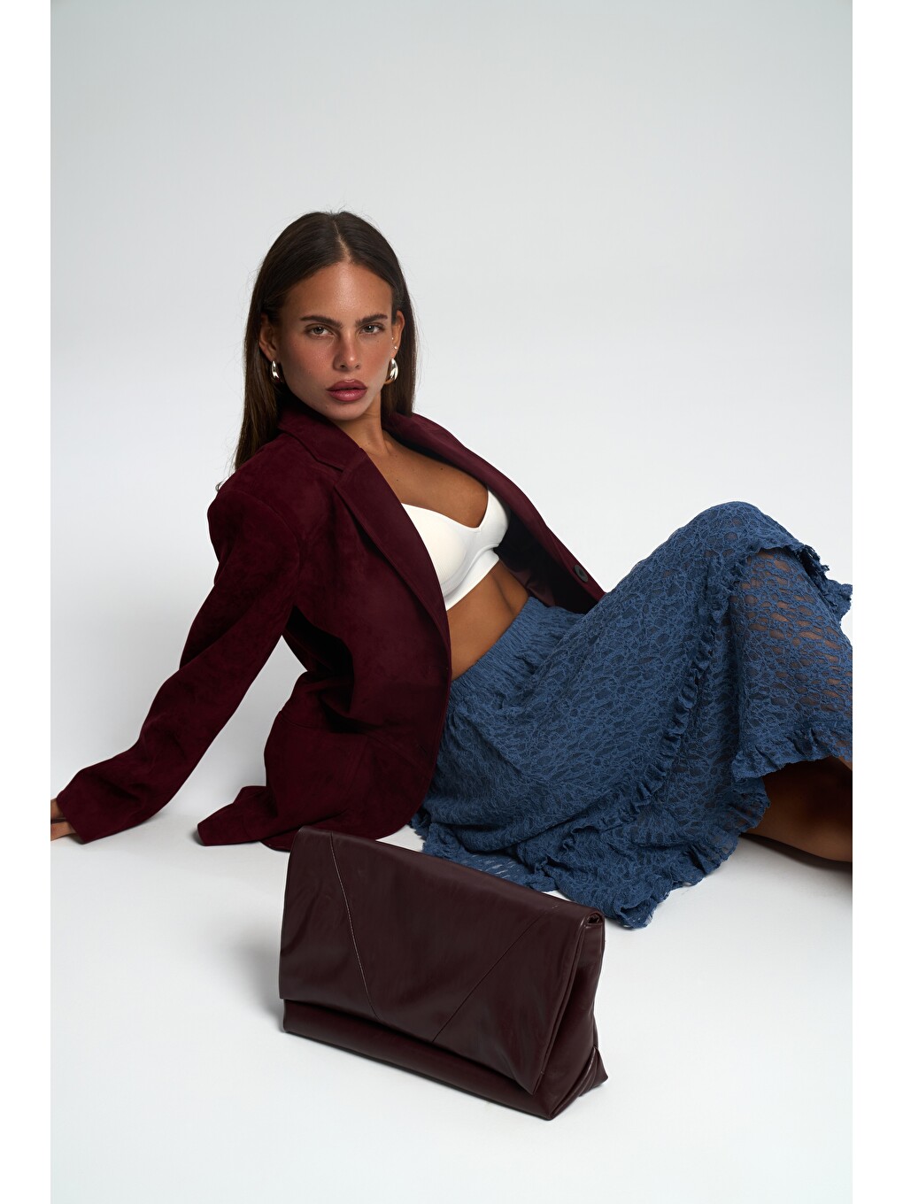 Orsina Yırtmaç Detaylı Bordo Blazer-5