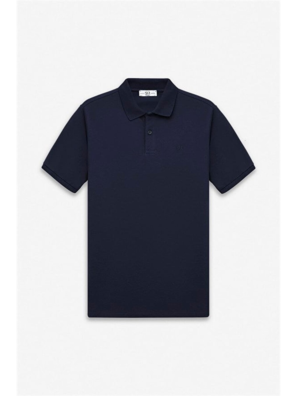 Lacivert Slim Düz Nakışlı Pike Düğmeli Polo Yaka Tişört-5