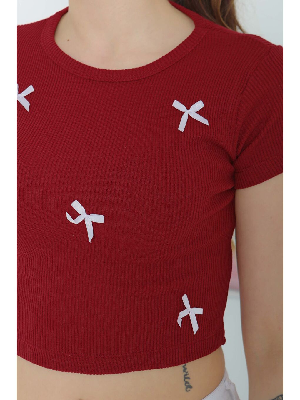 Kurdale Detaylı Bady Bordo - 27142-6