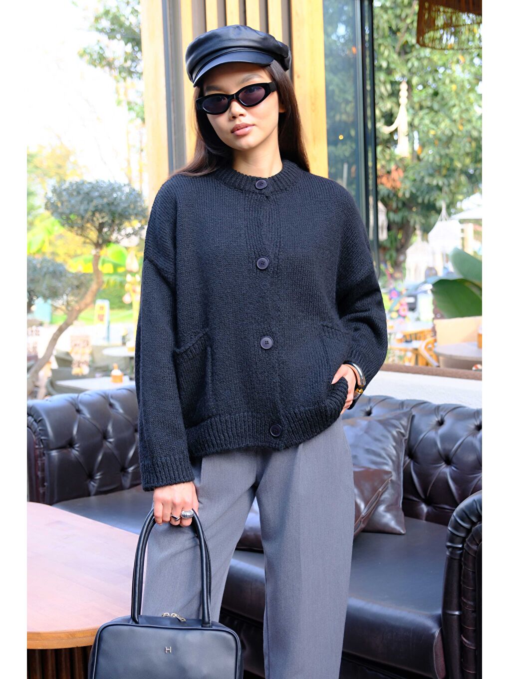 Alpaka Kısa Hırka Siyah