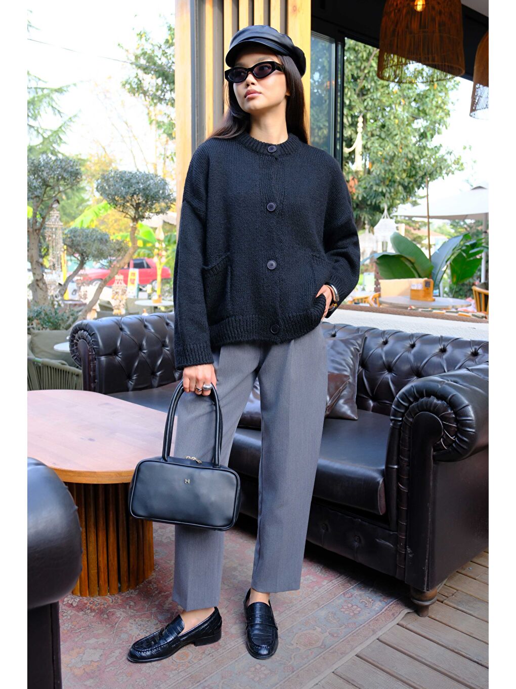 Alpaka Kısa Hırka Siyah-1