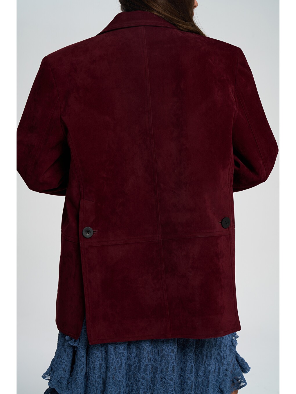 Orsina Yırtmaç Detaylı Bordo Blazer-7