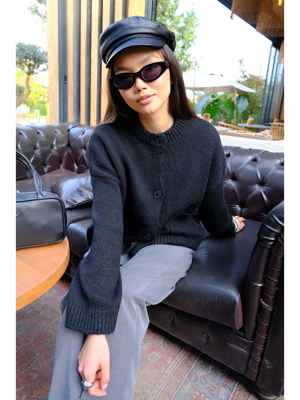 Alpaka Kısa Hırka Siyah-3