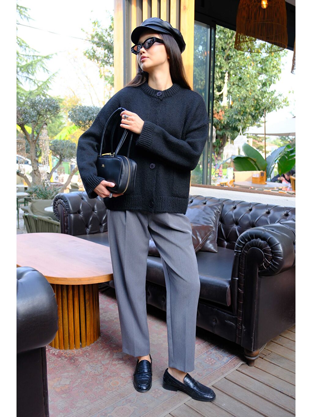 Alpaka Kısa Hırka Siyah-4