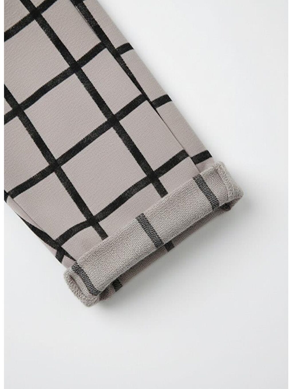 Karışık Çocuk Pamuklu Gri Kareli Eşofman Altı – Paça Kıvrımlı, Elastik Bel-4