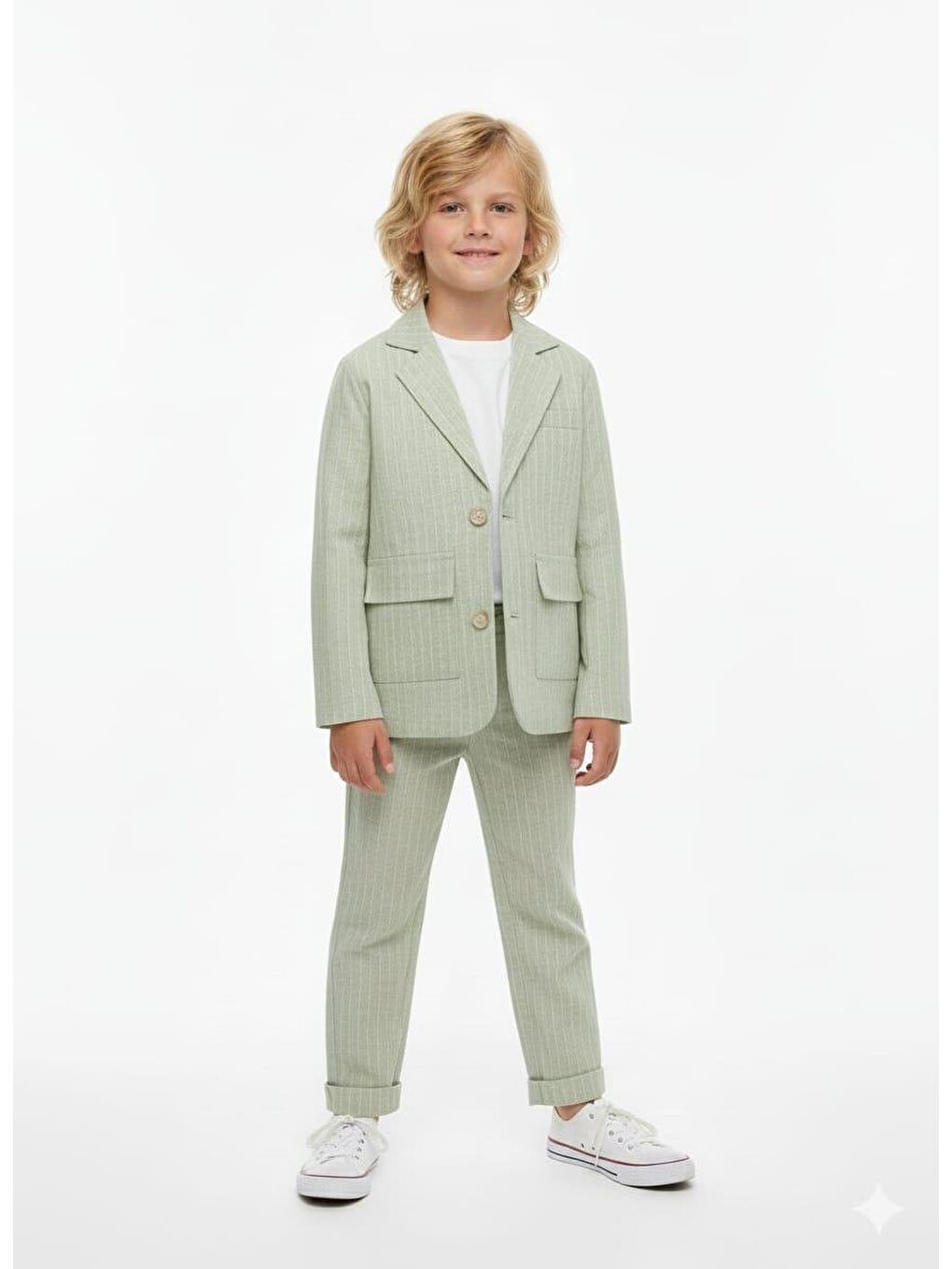 Erkek Çocuk Yeşil Ceket Ve Pantolon Takım Tişört Dahil-1