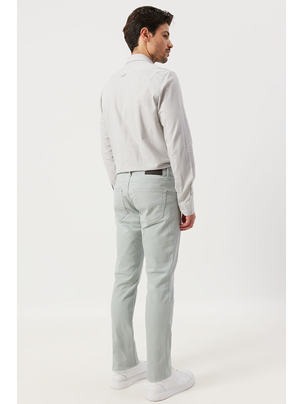 Erkek Su Yeşili 360 Derece Her Yöne Esneyen Slim Fit Dar Kesim Pamuklu Rahat Pantolon-2