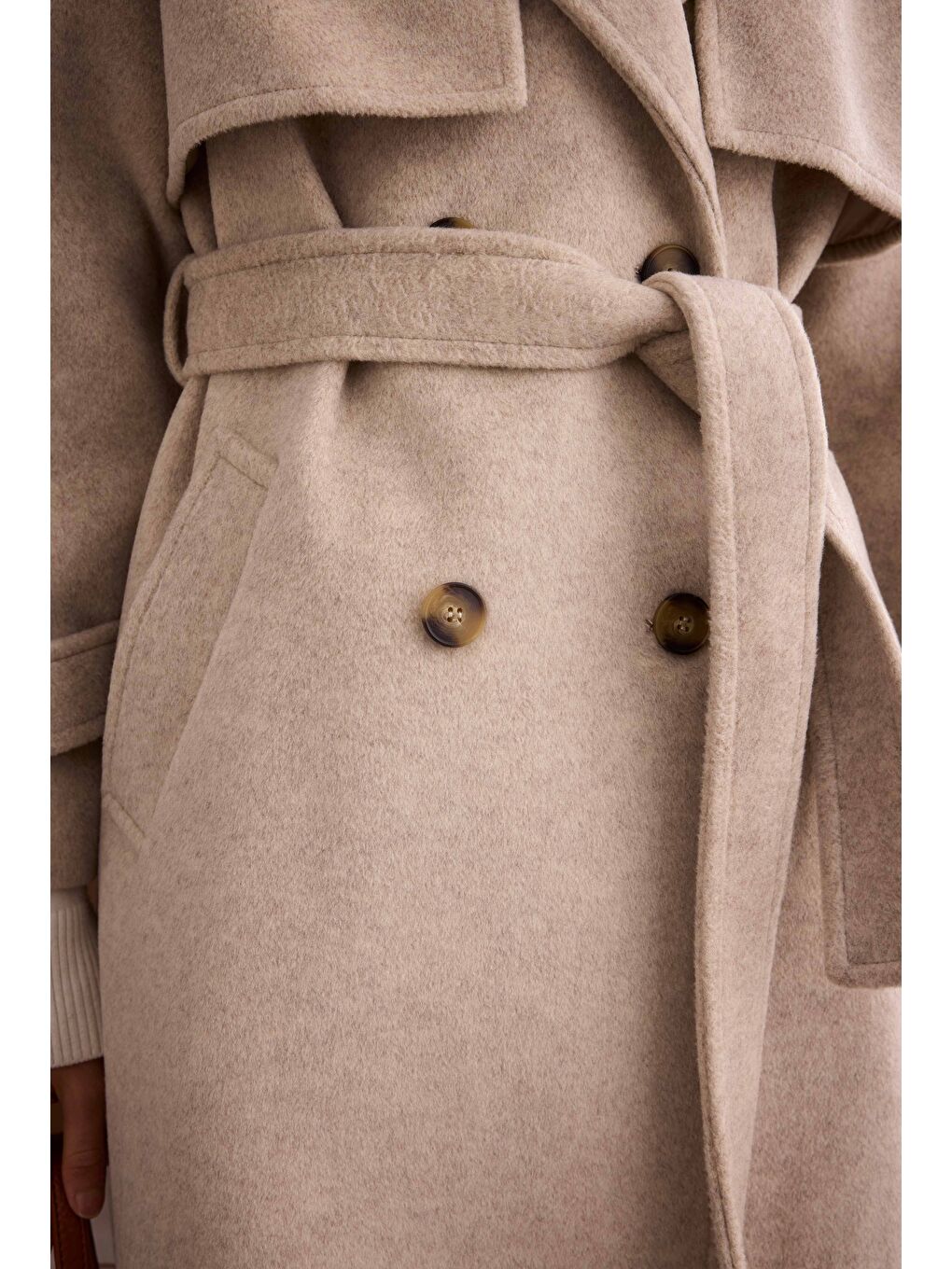 Rüzgarlıklı Uzun Kaban Bej-2