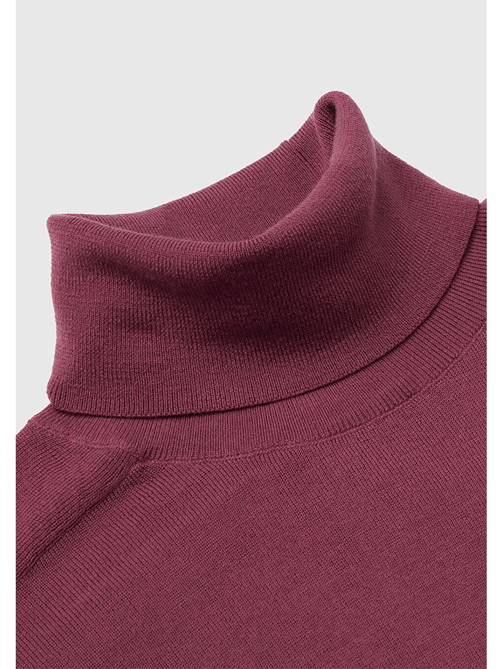 Kadın Mürdüm %100 Yün Ribana Detaylı Balıkçı Yaka Kazak-6