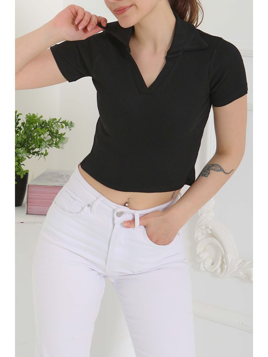 Polo Yaka Kısa Kollu Bady Siyah - 27143