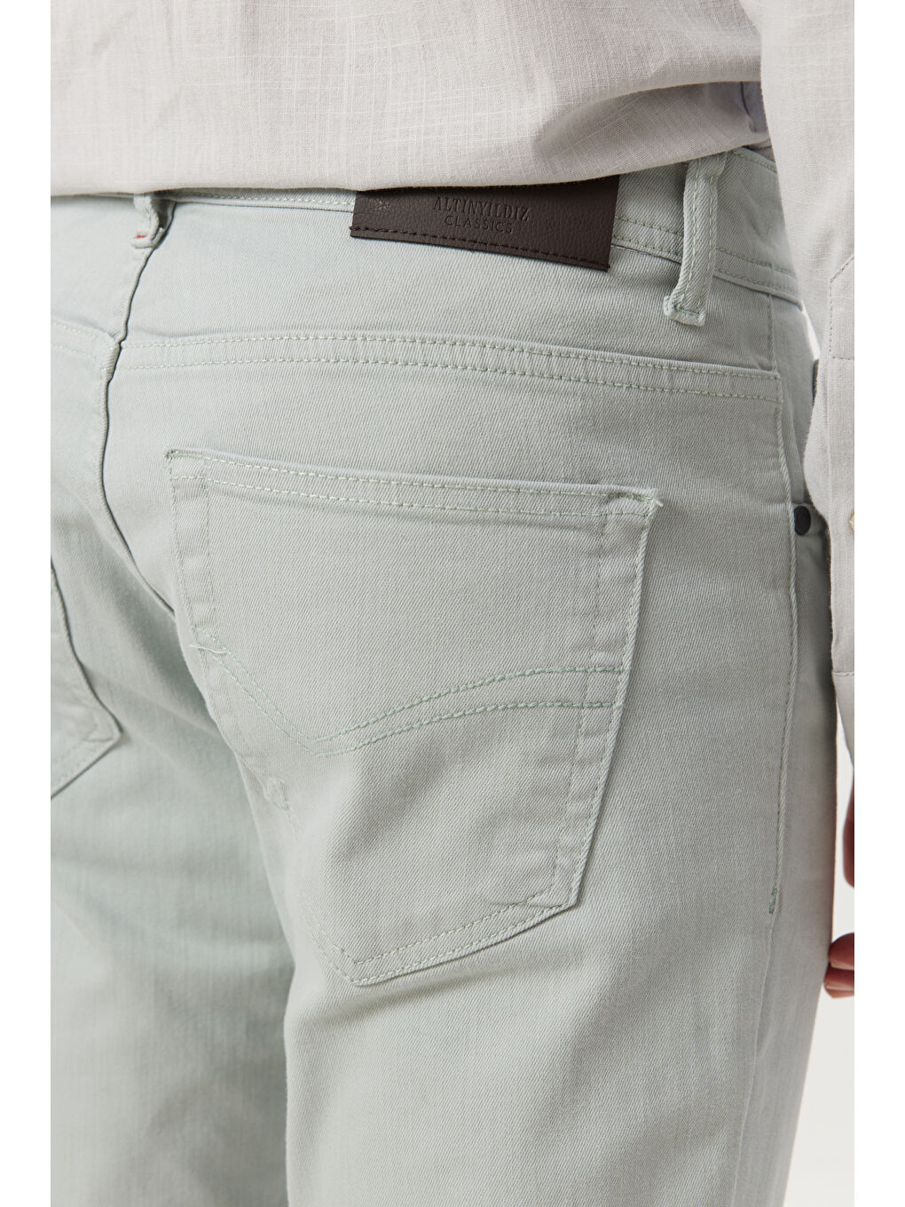 Erkek Su Yeşili 360 Derece Her Yöne Esneyen Slim Fit Dar Kesim Pamuklu Rahat Pantolon-3