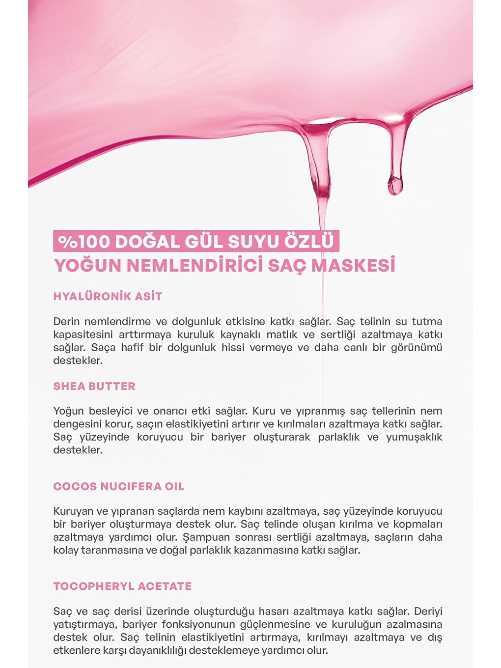 %100 Doğal Gül Suyu Yoğun Nemlendirici Saç Maskesi 25 ml-2