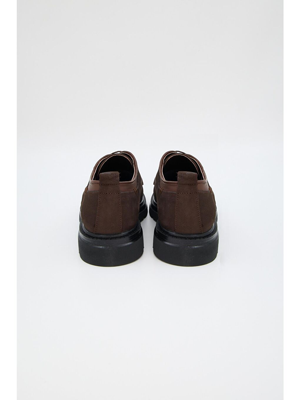 Kahverengi Orijinal Deri Kalın Taban Bağcıklı Günlük Klasik Ayakkabı-2