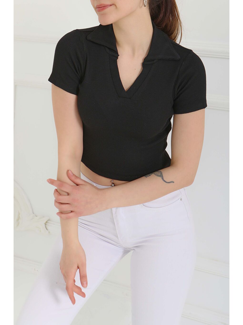 Polo Yaka Kısa Kollu Bady Siyah - 27143-2