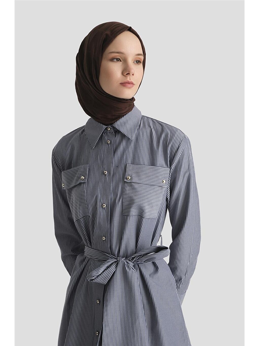 Kuşaklı Çizgili Tunik 25Y4618 Lacivert-3