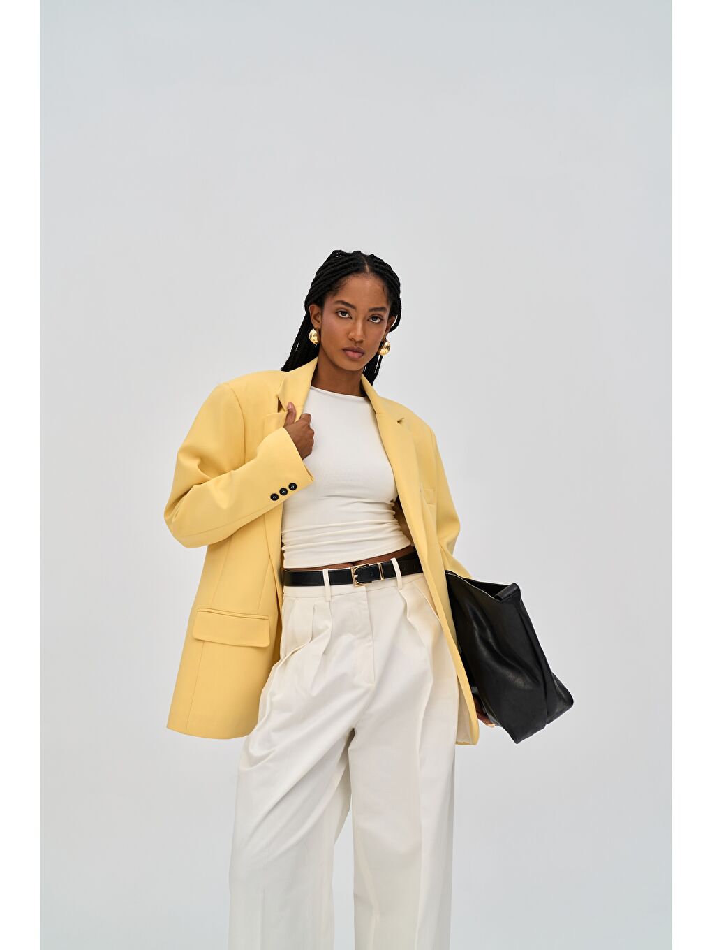 Emma Dikiş Detaylı Sarı Blazer-2