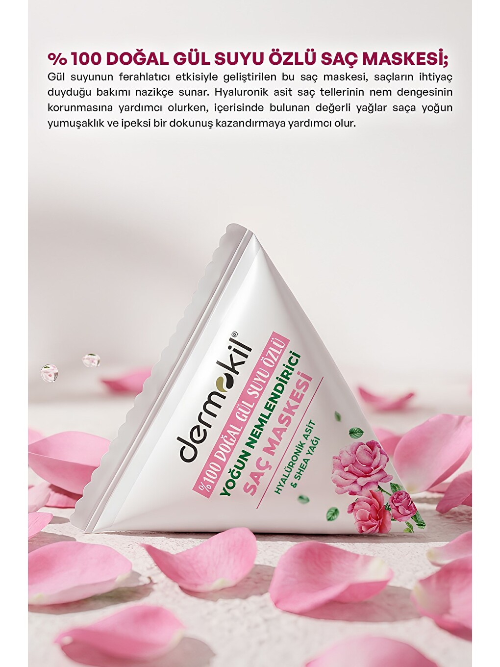 %100 Doğal Gül Suyu Yoğun Nemlendirici Saç Maskesi 25 ml-3