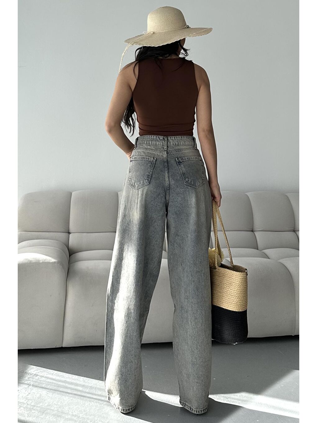 Kahverengi Bıyık Baggy Jean Pantolon Açik Kahve Tint - 27268-4