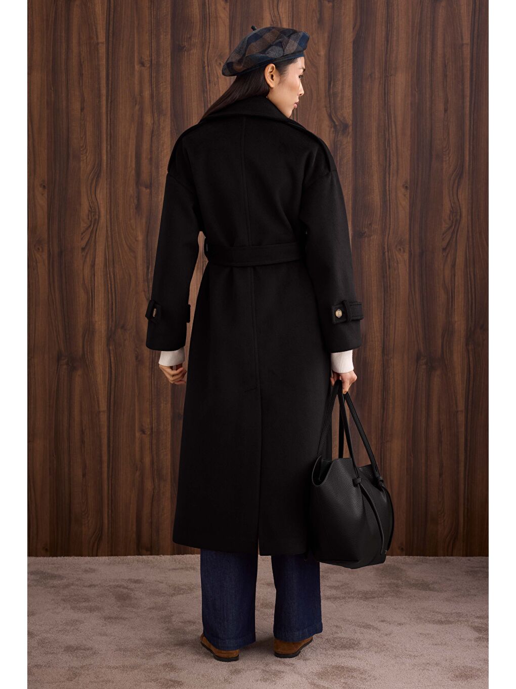 Rüzgarlıklı Uzun Kaban Siyah-2