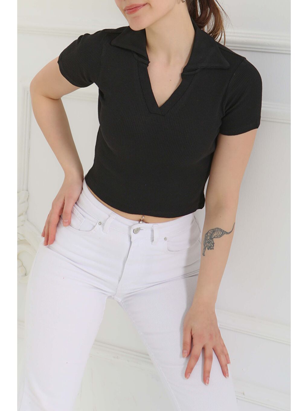 Polo Yaka Kısa Kollu Bady Siyah - 27143-3