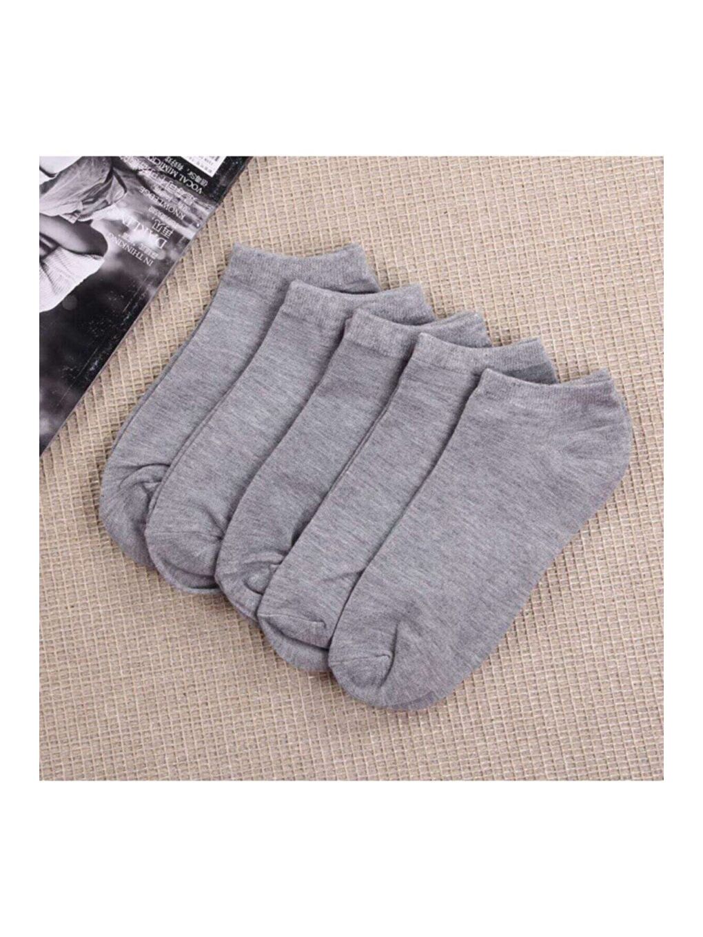 Unisex Yazlık Patik Çorap 5 'li Extra Rahat Gri