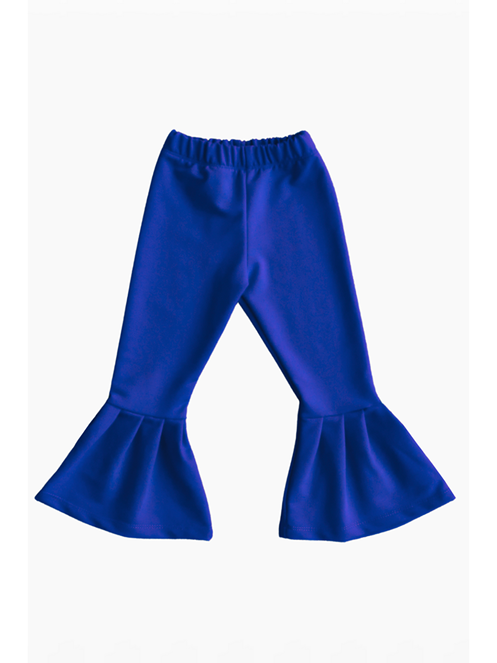 Kız Çocuk Saks Mavi Ispanyol Paça Yüksek Bel Lastikli Tayt Pantolon-4