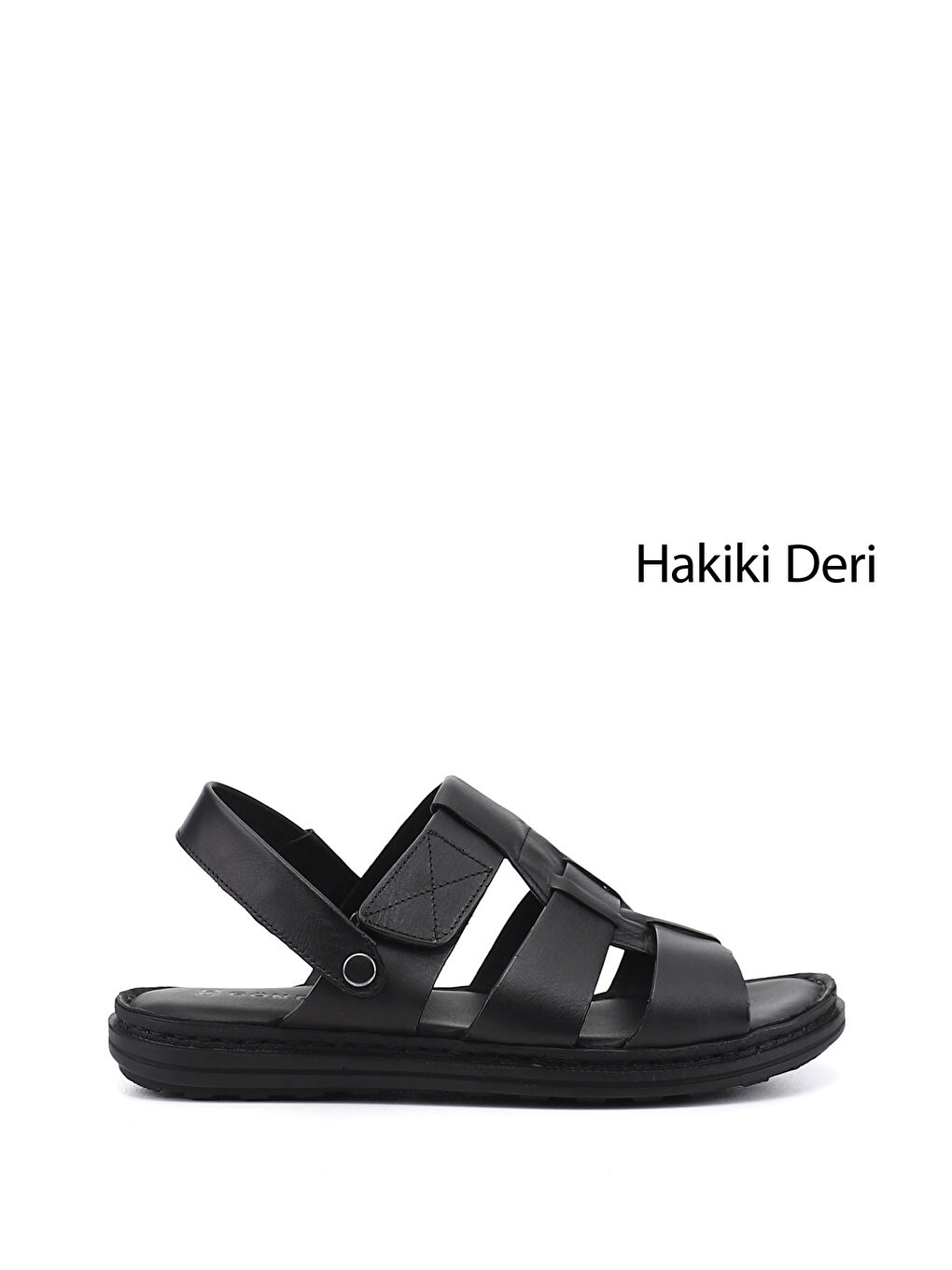 Siyah Erkek SİYAH Hakiki Deri Comfort Sandalet
