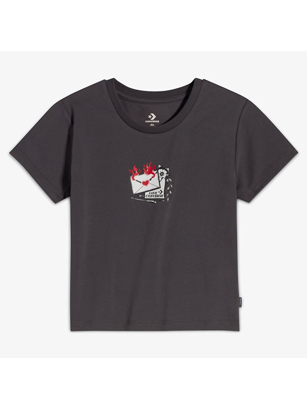 Love Letter Kadın Siyah Yuvarlak Yaka Tişört