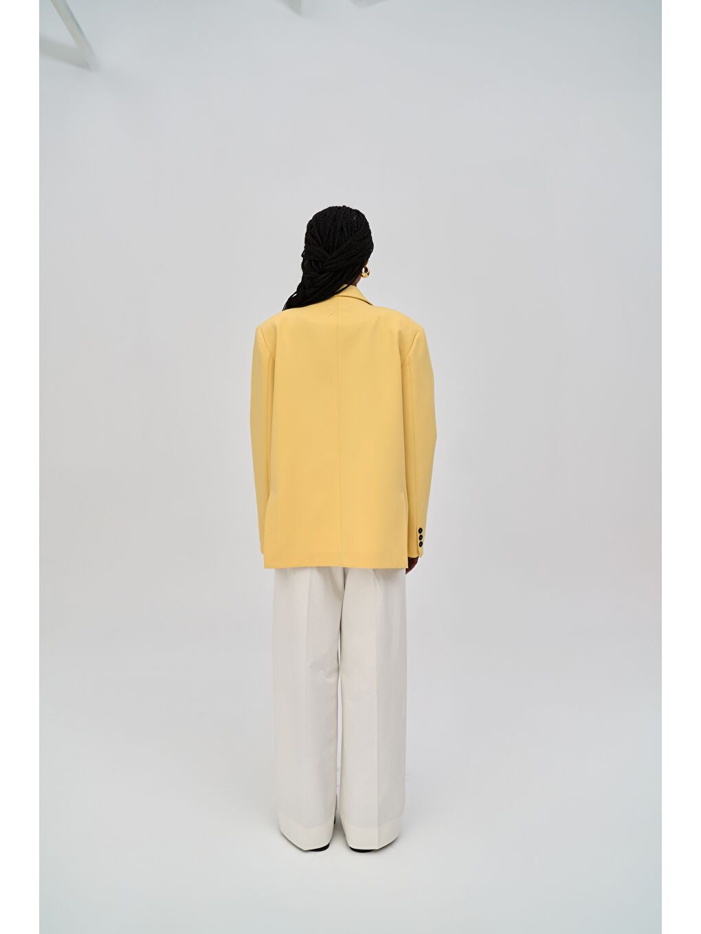 Emma Dikiş Detaylı Sarı Blazer-4