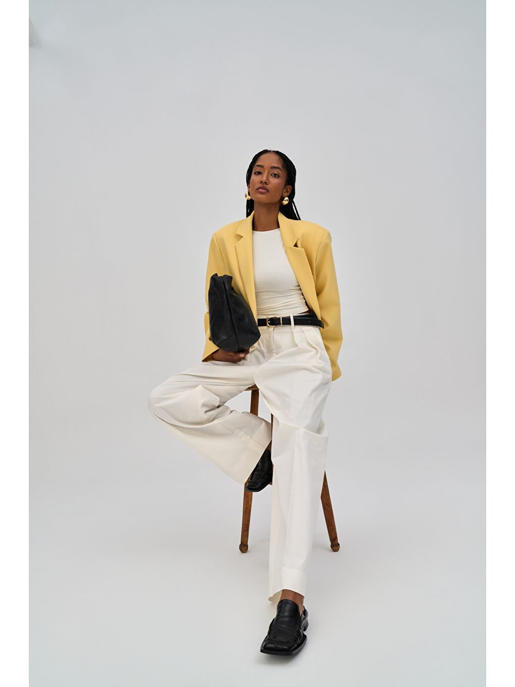 Emma Dikiş Detaylı Sarı Blazer-5