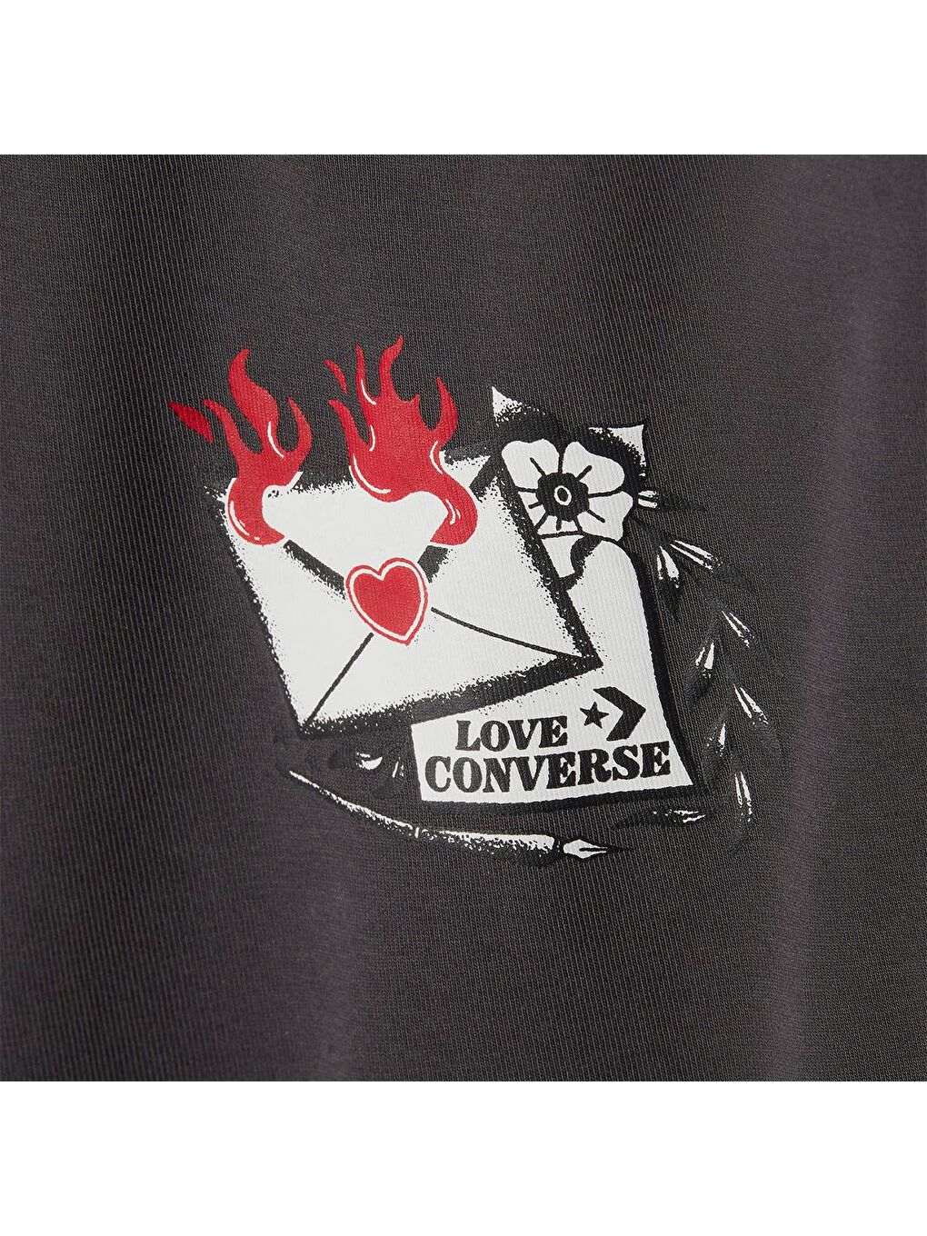 Love Letter Kadın Siyah Yuvarlak Yaka Tişört-2