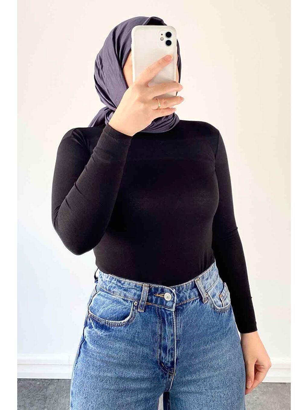 Bisiklet Yaka Düz Renk Body Siyah-2