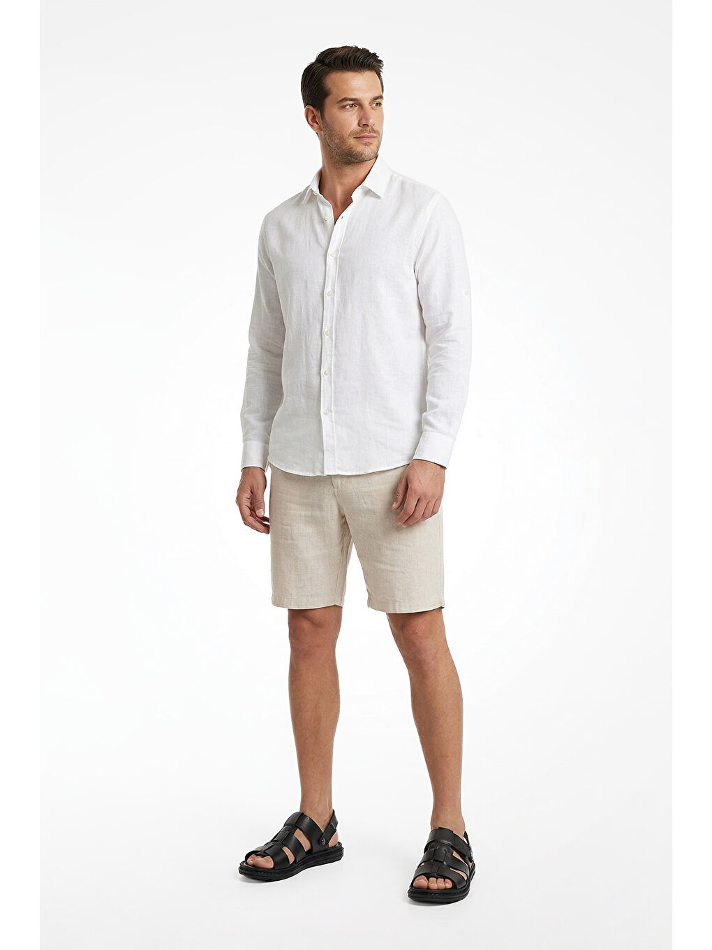 Siyah Erkek SİYAH Hakiki Deri Comfort Sandalet-2