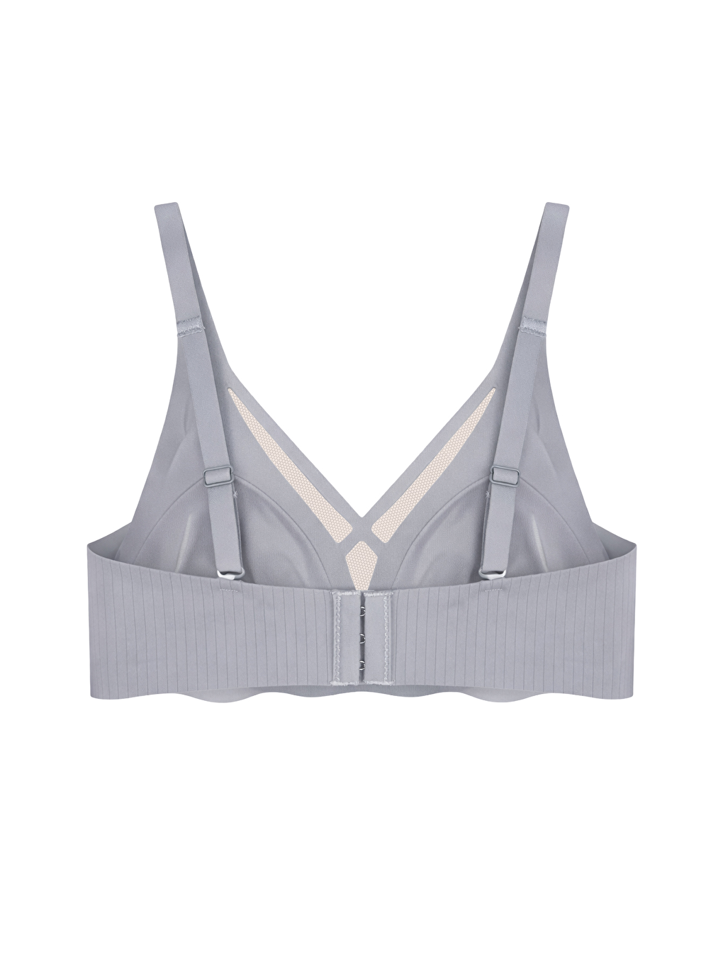 Seamless Bra - Liny | Gri Lazer Kesim Dikişsiz Çizgi Desenli Dekolteli Kadın Sütyen-1