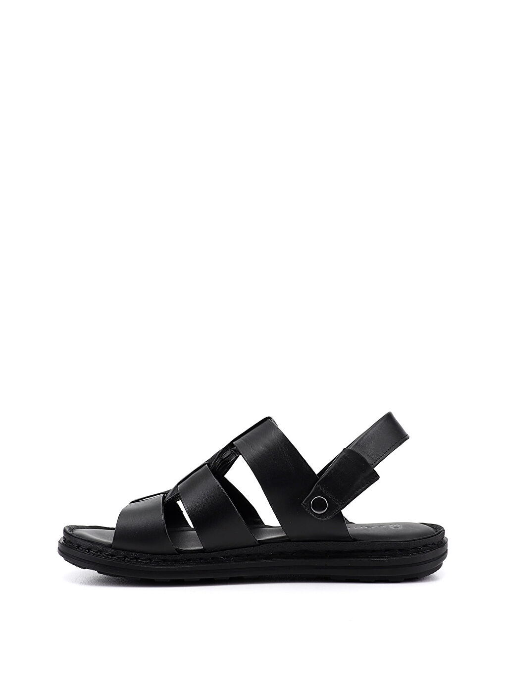 Siyah Erkek SİYAH Hakiki Deri Comfort Sandalet-3