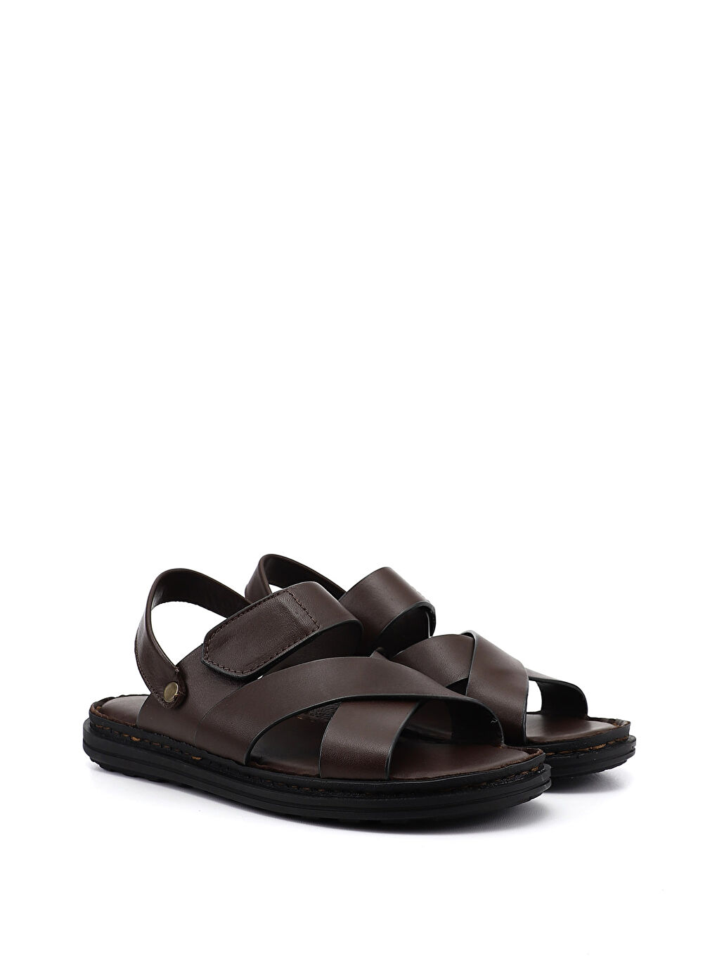 Kahverengi Erkek KAHVERENGİ Hakiki Deri Comfort Sandalet-1