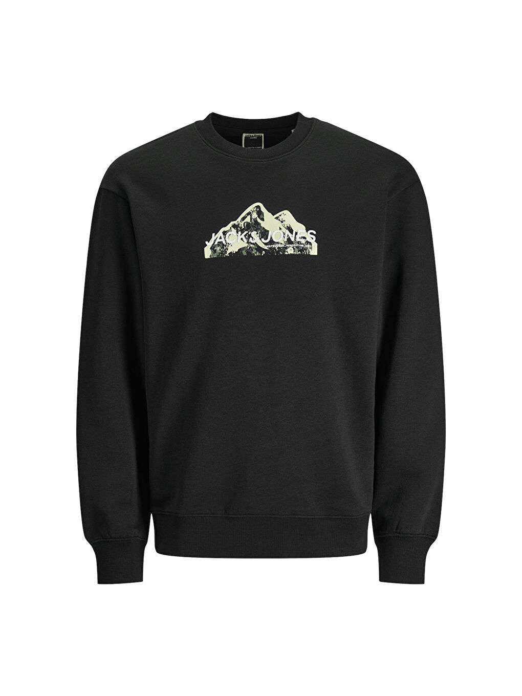 Jack & Jones Mountain Logo Erkek Siyah Yuvarlak Yaka Sweatshirt