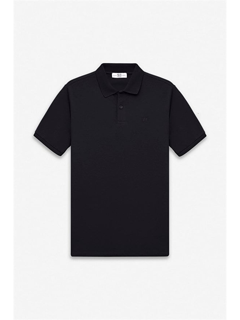Siyah Slim Düz Nakışlı Pike Düğmeli Polo Yaka Tişört-5