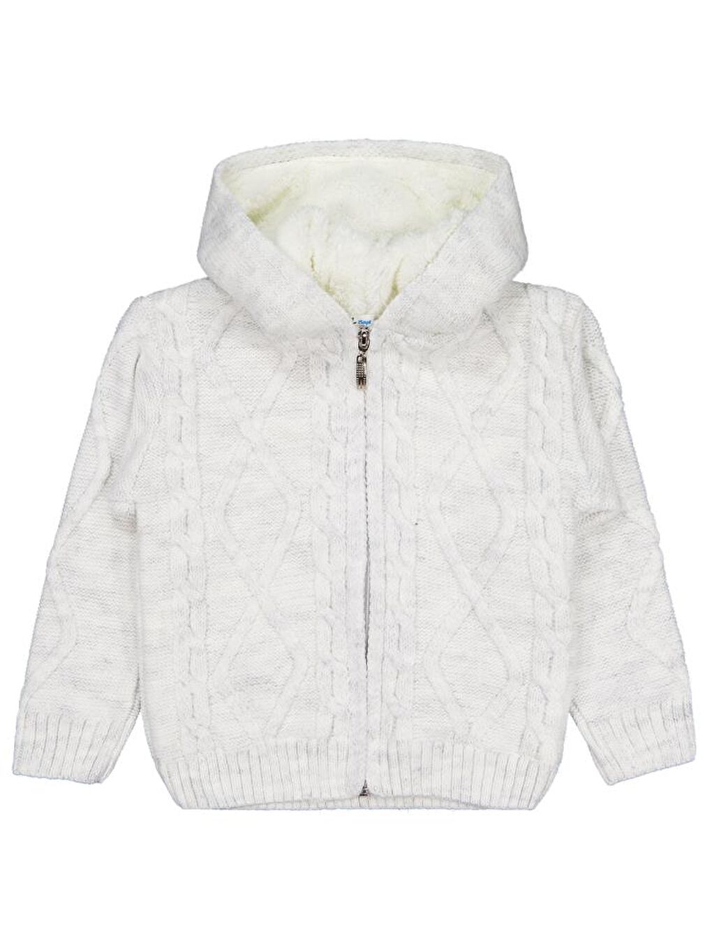 Boys Saç Örgülü İçi Polarlı Kapüşonlu 2-5 Yaş Hırka - Gri 4-5 Yaş