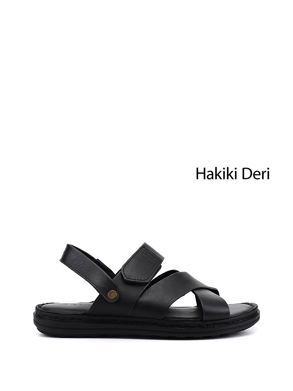 Siyah Erkek SİYAH Hakiki Deri Comfort Sandalet