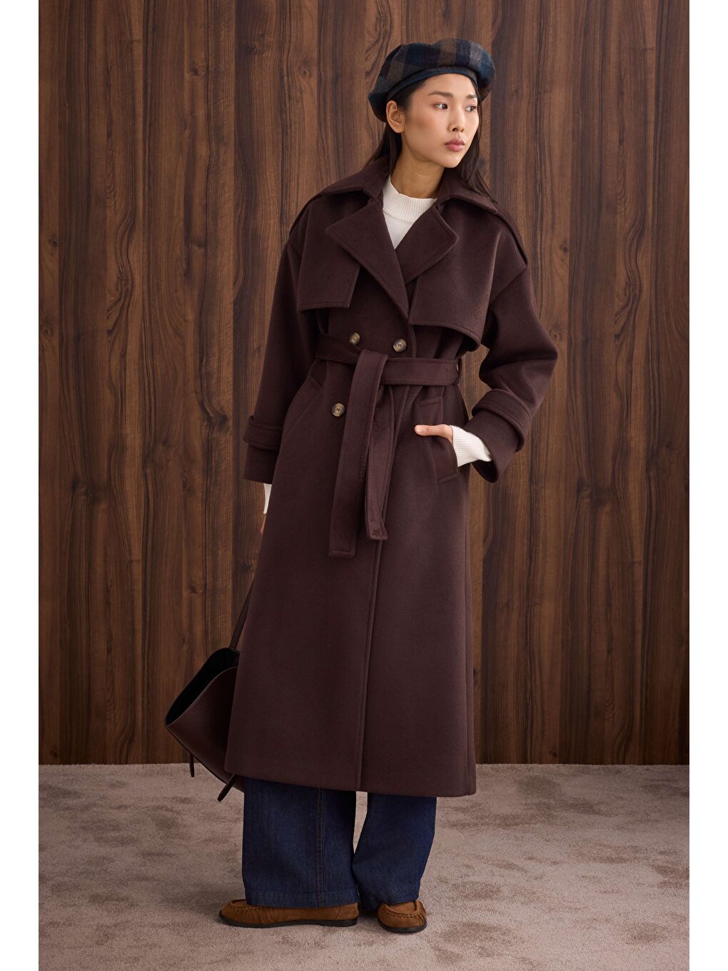 Kahverengi Rüzgarlıklı Uzun Kaban Acı Kahve-1