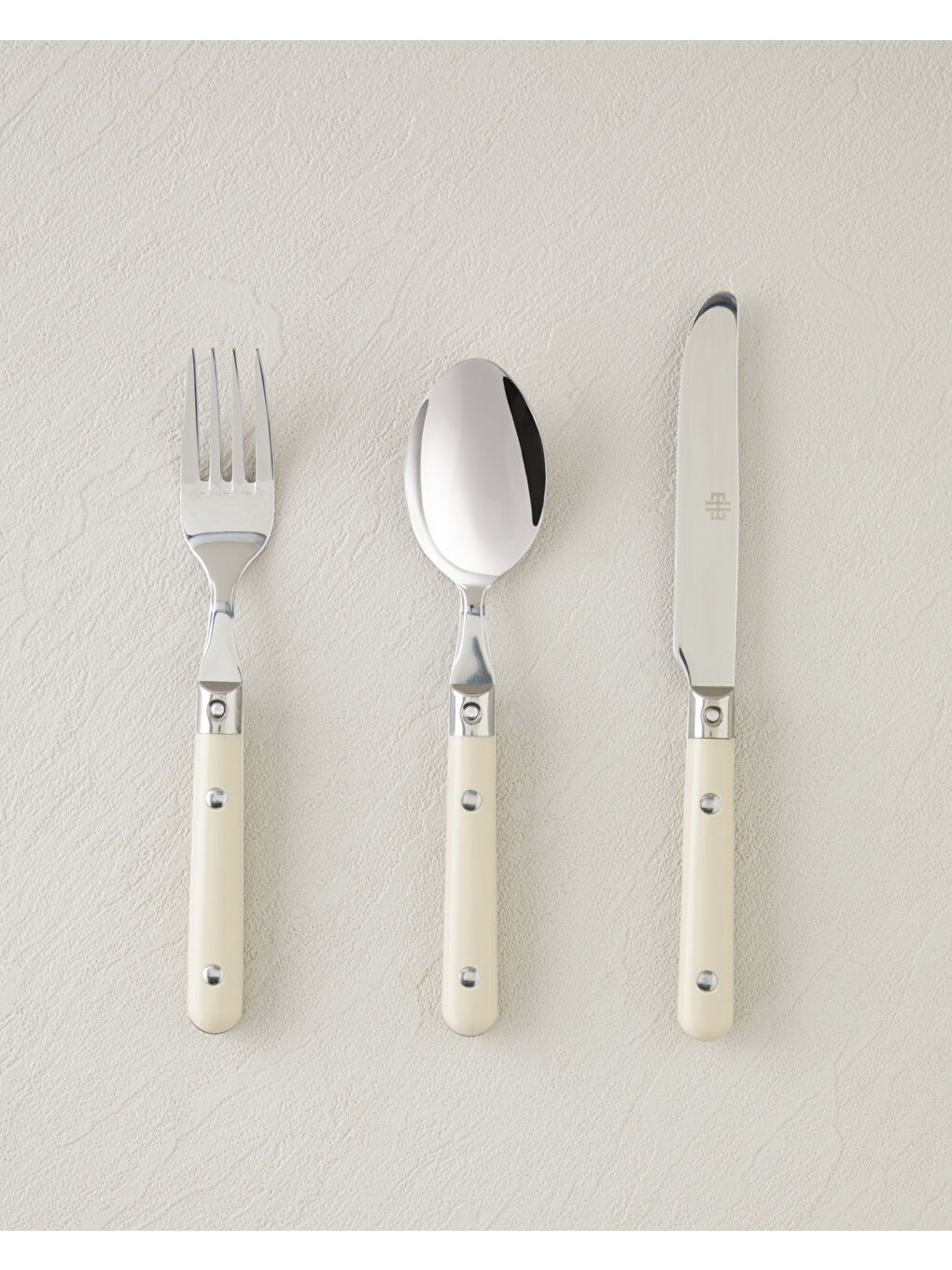 Ekru Pure Paslanmaz Çelik Çatal Kaşık Bıçak Tk. 18 Parça 6 Kişilik Krem-1